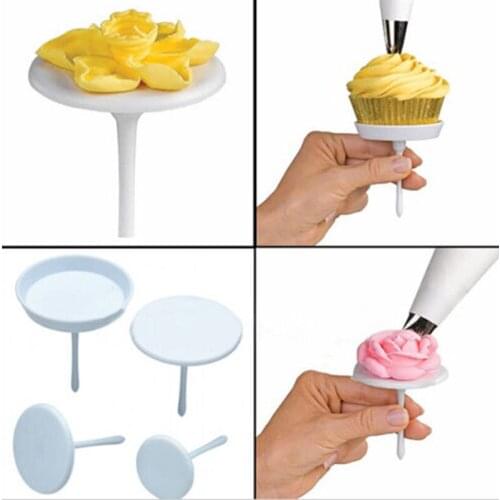 4Pcs/set Cake Cupcake Stands Icing Cream Flower Nails Set Pastry Decorating Tool