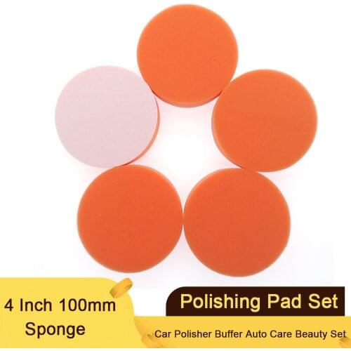5Pcs/Set 4"(100mm) Car Polishing Pads Sponge Polishing Buffing Waxing Pad Kit Tool For Car Polisher Buffer Auto Care Beauty Set