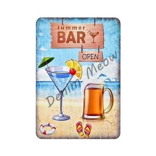 English Flower Garden Vintage metal plates Summer surf Best Offers Metal tin sign Happy Beach Bar Kitchen Painting Stickers WY19
