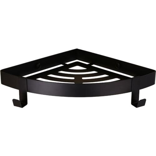 European style black Free punching bathroom rack 304 stainless steel single deck triangle basket bathroom Storage rack wx8071420