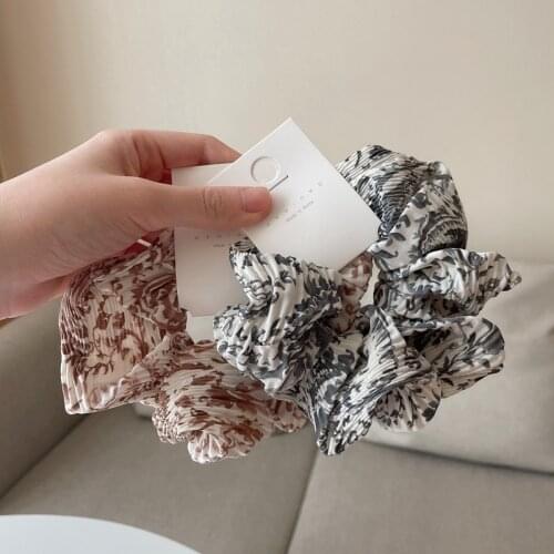 European Flower Print Hair Ties Ropes Hair Ring Vintage Floral Pattern Striped Elastic Hair Bands Gums Ponytail Holder Wholesale