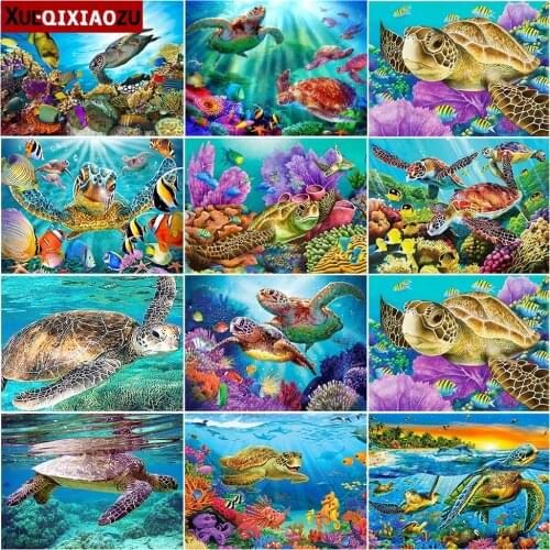 5D Diamond Embroidery Paintings Full Square/Round Sea Turtle Ocean Landscape Pattern Cross Stitch Home Decoration New Arrivals