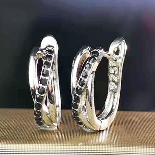 Classic Cross Earring For Women Black Stone Simple Silver Color Jewelry Daily Wearable For Women Men Party Gifts Accessories