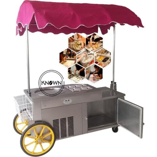 KN-CBJF-1D6F trolley roll thai ice cream machine roll ice cream machine fried ice cream roll machine with umbrella