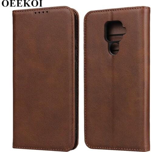 OEEKOI Calf Stripe Magnetic Snap Wallet Leather Case for Huawei Mate 30 Pro/Mate 30/Nova 5i Pro