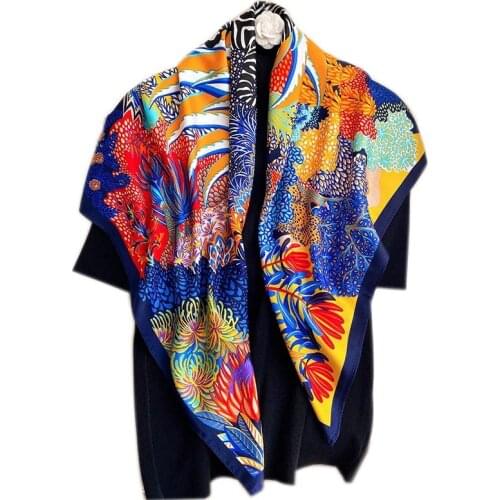 Square Silk Scarf Women Kerchief Female Head Scarves Shwal Wrap Bandana Suit Spring Summer 2021 Muffle Big Hijab Foulard