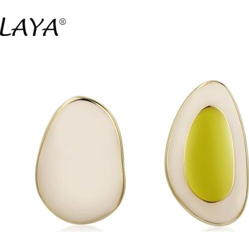 925 Sterling Silver New Style Irregular Asymmetric Color Enamel Stud Earrings For Women Punk Party Classic Jewelry 2021 Trend