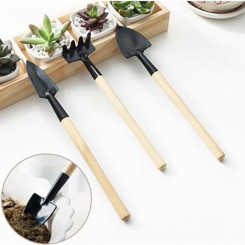 Mini Spade Shovel Harrow Flowerpot Tools Potted Plants Maintenance Wooden Handle Plant Soil Shovels Gardening Tools