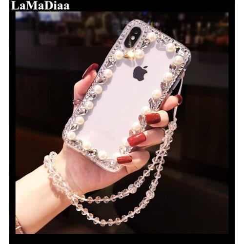 Case Fashion Bling Crystal Pearl Rhinestone Clear Case Cover Soft Shell For Xiaomi mi 5S 6 8 Lite 9 SE 5X 6X A2 MAX2 MAX3 MIX3
