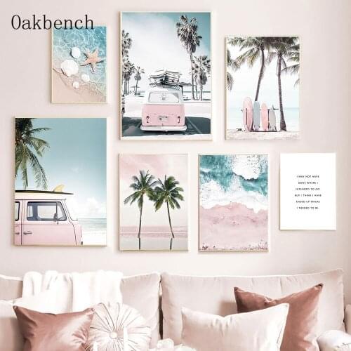 Palm Tree Wall Art Canvas Painting Beach Poster Nordic Art Prints Car Posters Natural Scenery Wall Pictures Living Room Decor