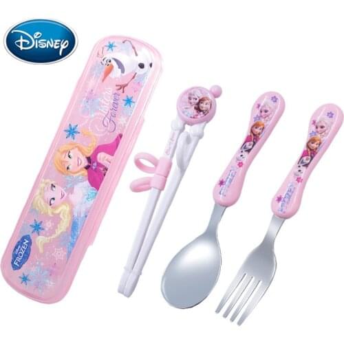 Disney Sini cartoon Baby eating chopsticks practice 304 stainless steel spoon safe baby learning chopsticks auxiliary cartoon