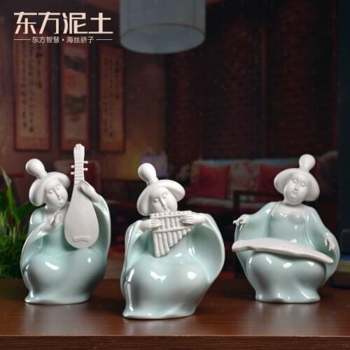 Soil Chinese traditional ladies ceramic furnishing articles dehua manual sculpture art decorations/tang ci-poetry