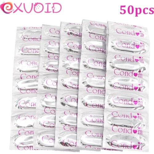 EXVOID 50 PCS Condom for Men Ultra Thin Sex Toy for Men Natural Latex Large Oil Condom Penis Cock Sleeve Extra Lubricated