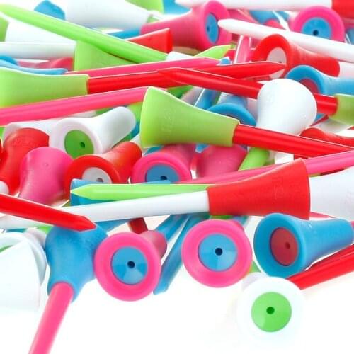 100 Pieces 3 3/8 Inch Multicolored Plastic Golf Tees for Outdoor Golf Accessories