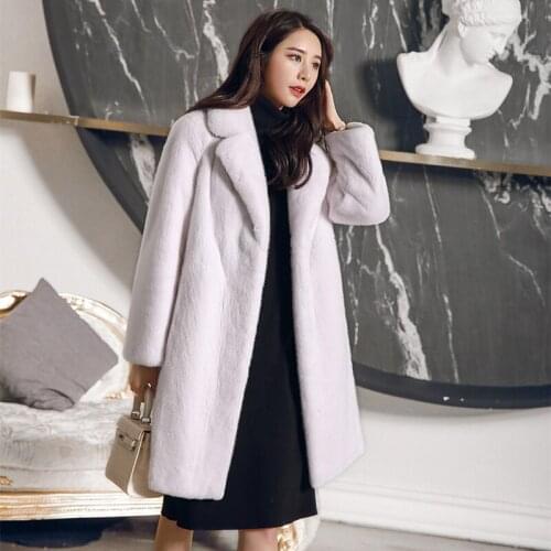 Real Mink Fur Slim 90cm Female Coat and Autumn Winter Porpular Mink fur Thick Warm Jacket