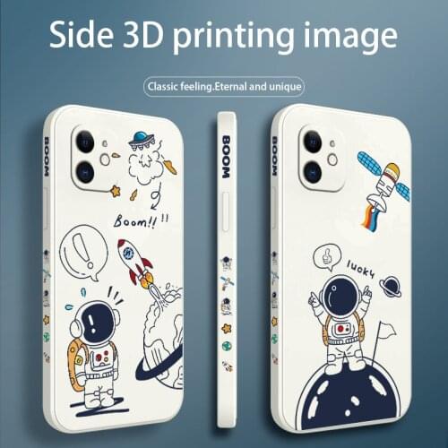 Kind Astronaut Pattern Phone Case For iPhone 12 Pro Max 11 X XS XR XSMAX SE2020 8 8Plus 7 7Plus 6 6S Plus Silicone Cover