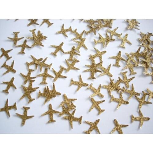 Glittered Gold Airplane confetti scrapbooking Wedding scatter bridal shower baby birthday Table decor scrapbook Confettis
