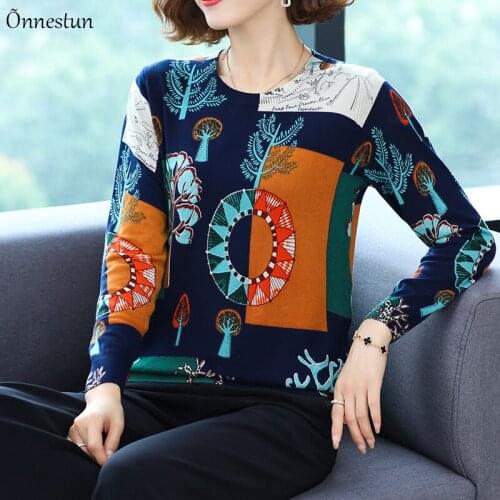 Print Womens Sweaters Autumn Korean Fashion Women Clothing Pullover Long Sleeve Top Pull Femme Patchwork Sweater Women