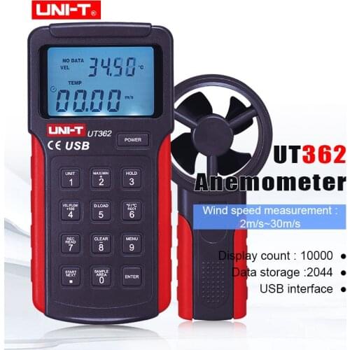 UNI-T UT361 UT362 Profession Split Type Digital Wind Speed Meter Tachometer Anemoscope 2-30m/s Anemometer with Data storage