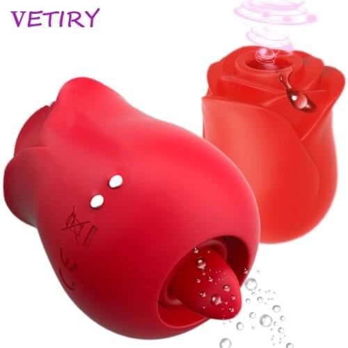 2 Function Tongue Lick Vibrator Sucker Vibrator For Women Nipple Sucker Oral Licking Clitoris Stimulation Rose Like Sex Toys