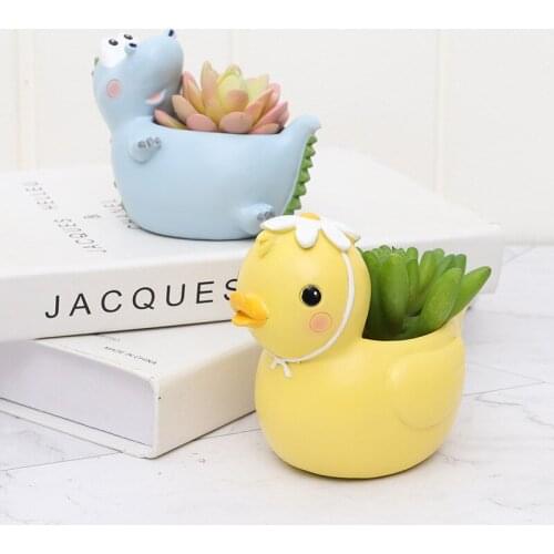 WEILEAD Resin Cute Animal Flower Pot Garden Decoration Outdoor Home Decor Accessories Modern Nordic Desktop Vase Figurines Gift