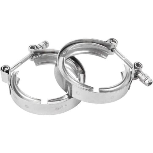 2Pcs 2.5in V-Band Clamp Stainless Steel for Turbo Exhaust Down Pipe Clamp Chrome Plating Car Accessory