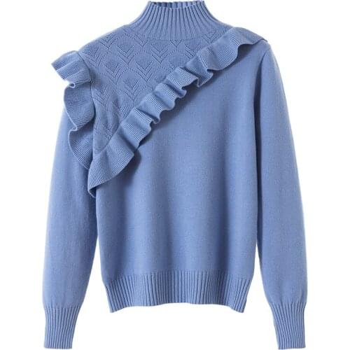 ZG1684 Half turtleneck sweater lady autumn winter new 2021 women long sleeve sweet slim knit sweater cheap wholesale