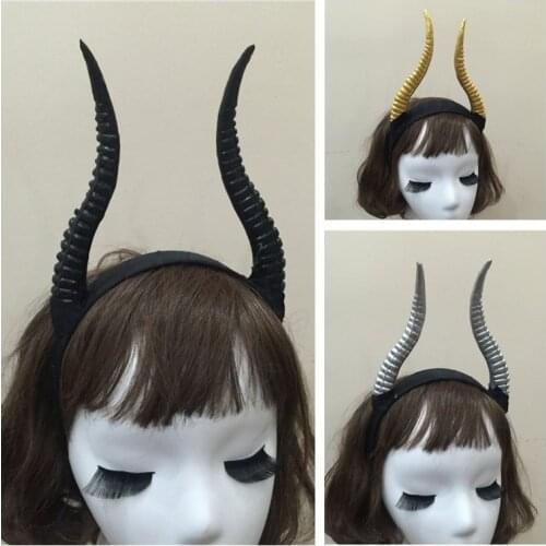 Antelope Horn Halloween For Women Girls Cosplay Headwear Antlers Cow Sheep Steampunk Party Masquerade Carnival Props Hairband