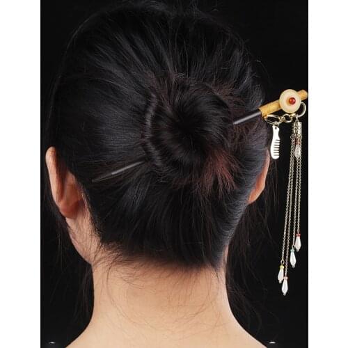 Retro Explosion Style Tassel Hairpin Female New Flower Chain Glass Stone Hairpin Hair Ornament