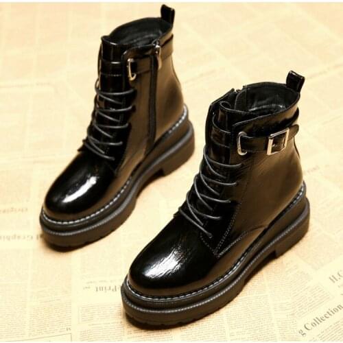 2021 New Arrivals Soft Leather Ankle Boots Women Comfortable Mid Heels Boots for Ladies Spring Autumn Women Shoes Size35-40