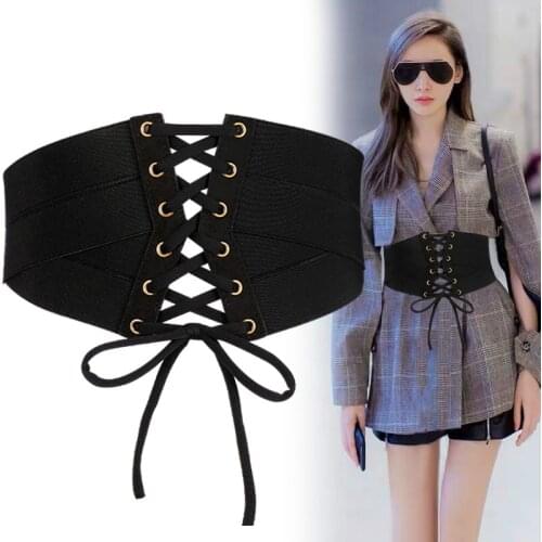 Women Waistband Hole hole bind Sweater Versatile Suit Dress Shirt Elastic Cummerbunds Widen the belt Elastic elastic