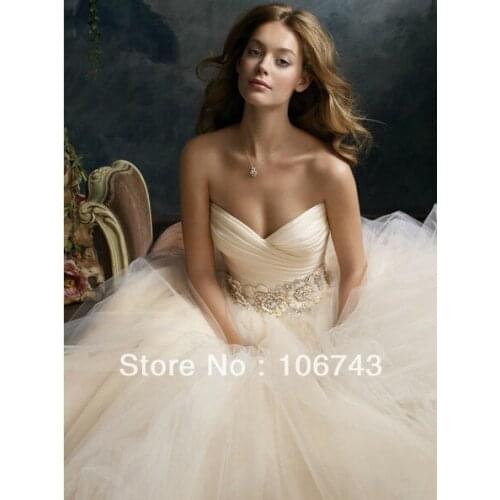 Free shipping 2016 new style best Sexy bride wedding Custom size appliques a-line empire bridal dress wedding dresses