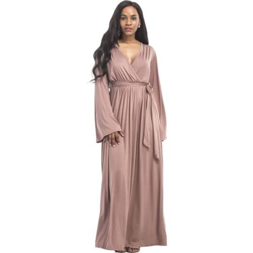 Long Sleeve V-neck Maternity Evening Dress For Pregnant Women Elegant Clothes Pregnancy Dress Lady Vestidos Gravidas Clothing