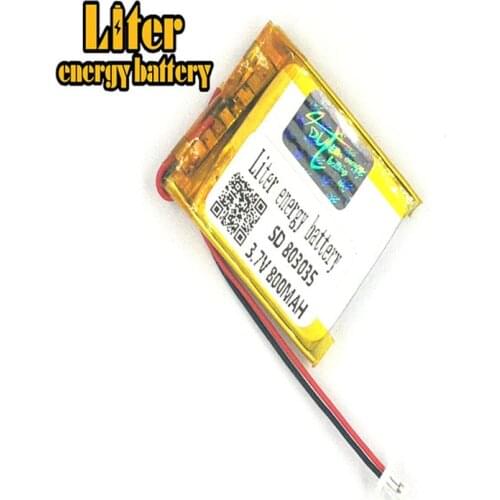 1.0MM 2pin connector 803035 3.7V 800mah e-books GPS PDA MP3 MP4 MP5 small toys Polymer Lithium-ion Battery Rechargeable Battery
