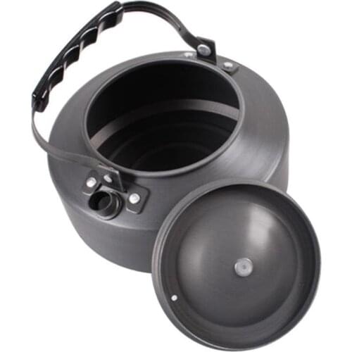 1.1L Portable Outdoor Water Kettle Camping Hiking Travel Survival Coffee Pot Water Kettle Teapot Aluminum with Mesh Bag