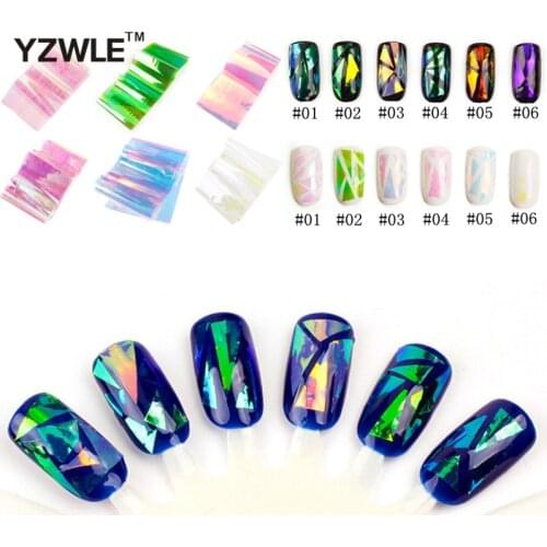 YWK 1 Pcs 2020 Fashion Punk Transfer Foil Sticker Broken Glass Nail Art DIY Nail Beauty Decoration Stencil Decal