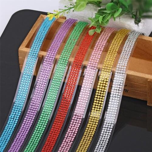 10 Pieces Shiny Tapes Decorative Tape Acrylic Rhinestones DIY Scrapbooking Adhesive Tapes for Photo Album Stationery