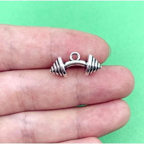 10pcs charm 2.6g alloy dumbbell pendant 20*10mm vintage Tibetan silver DIY making pendant, fashion pendant alloy