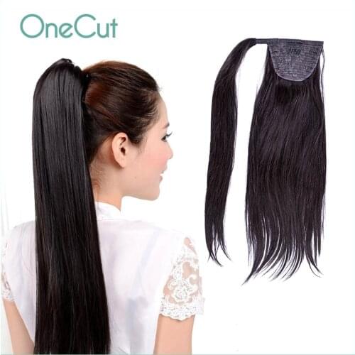 Natural Straight Ponytail Clip In 100% Human Hair Extensions Wrap Around Horsetail Brazilian Machine Made Remy Hairpieces