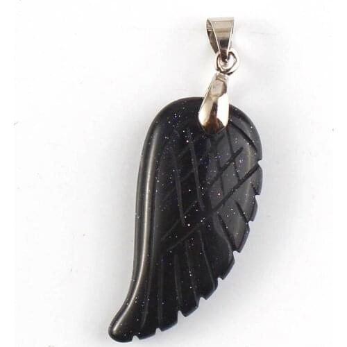 100-Unique Elegant Style 1 Pcs Silver Plated Blue Sand Stone Wings of Angel Pendant For Party Gift Jewelry