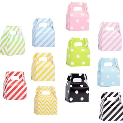12pcs Paper Candy packaging Box Wedding Favors Polka Dot Boxes Party Favor DIY Supplies Gift Box with handle for gifts