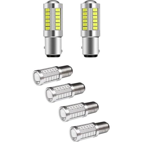 2X Led 1157 Led Light Bulb P21/5W BAY15D Led Bulbs & 4Pcs Red 1157 P21/5W Bay15d 33 Smd 5630 5730 Led Auto Brake Lights