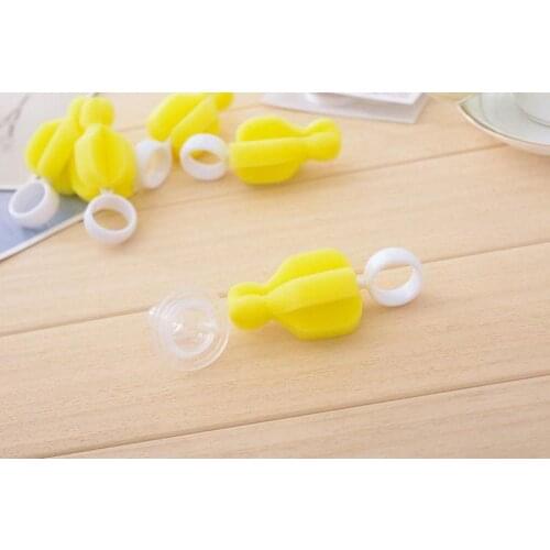 2000pcs 360 Degree Rotating Sponge yellow Baby Nipple Brush Babies Teat Cleaning Feeding Bottle Brushes