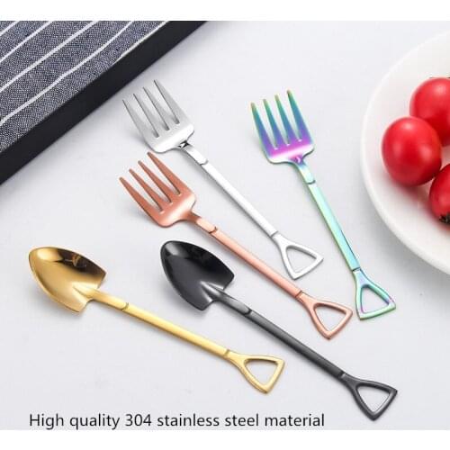 2021 creative 304 stainless steel teaspoon fruit salad fork spatula stirring coffee watermelon spoon soup spoon bar utensils