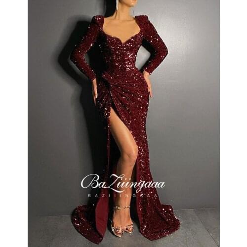 BAZIIINGAAA Luxury Woman Cocktail Dress Beaded Sequins Long Elegant Night Cocktail Party Formal Dresses for Wedding Plus Size