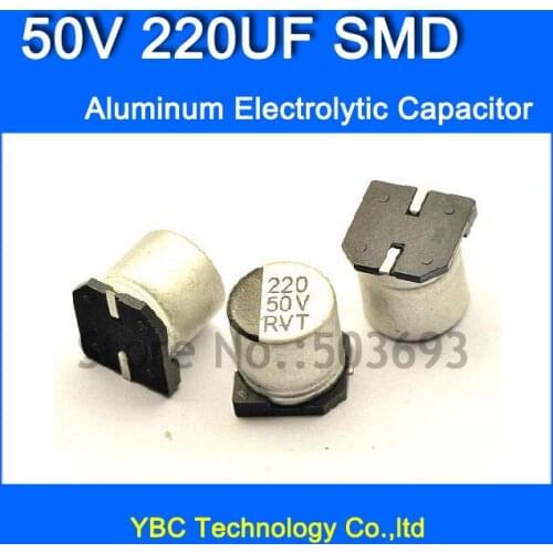 Free Shipping 100pcs/lot 50V 220UF SMD Aluminum Electrolytic Capacitor 10*10.2MM