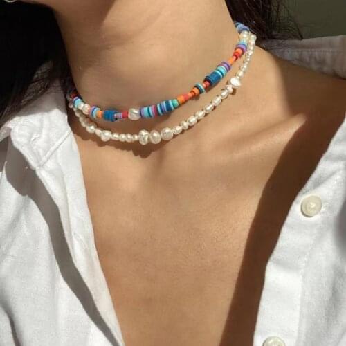 Boutique Jewelry Beach Charm Necklace for Women Natural Pearl Colored Clay Exquisite Accessories Gift All-match Classic Fashion