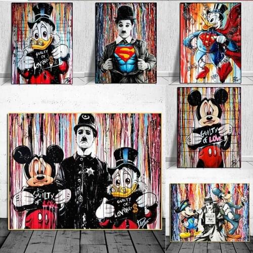 Disney Cartoon Poster Pop Art Graffiti Mickey Donald Duck Canvas Painting Wall Pictures Modern Canvas Print for Living Room
