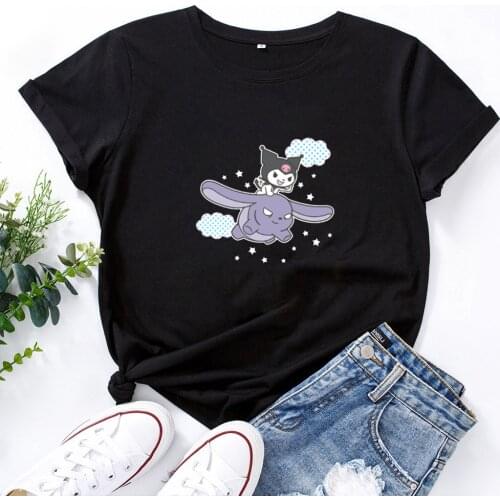 Cartoon Anime Graphic Tee Women Fashion Cute Casual Simple T-shirt Women Short Sleeve T Shirt Femme Loose T Shirt Women Cotton