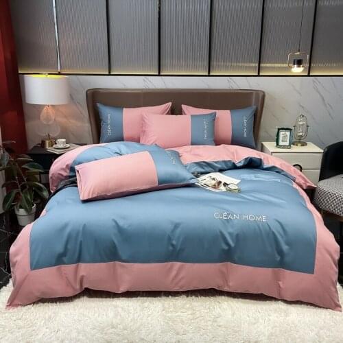 Nordic silkly Egyptian Cotton Linens Twin Queen King Size Fitted Sheet Bedding Set Family Set Duvet Cover Set